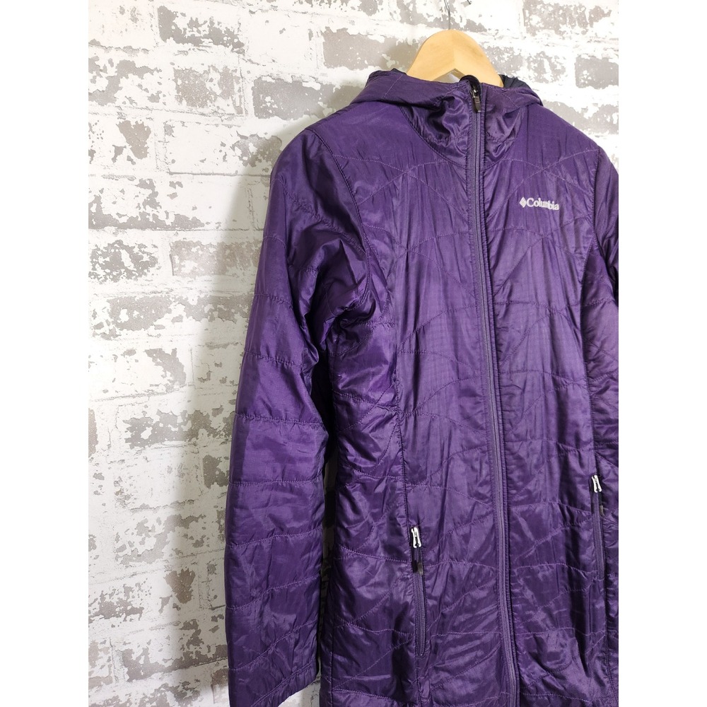 Columbia Omni Heat Insulated Hooded Parka Jacket Purple Women's XS Lightweight - Picture 3 of 16